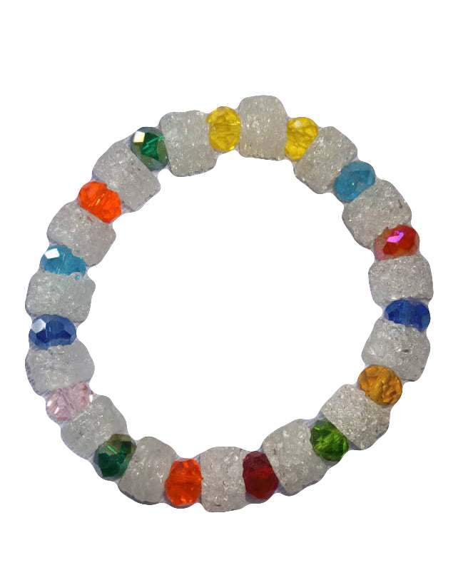 African Handicraft Beaded Tribal Art White And Multicolor Bracelet
