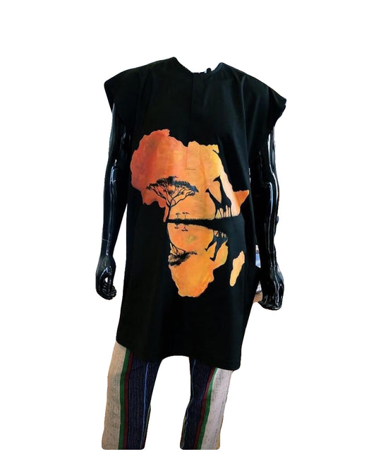 African Art Wear Outfit Nature & Animal Print Short Sleeve summer casual top design loose fashion T-shirt For Women