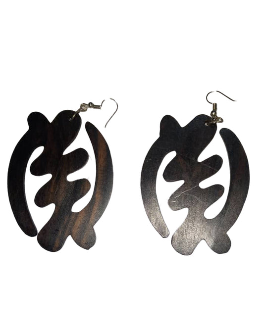 African Tribal Art wear Women Fashion Wooden Jewelry Black & Brown Earring Set