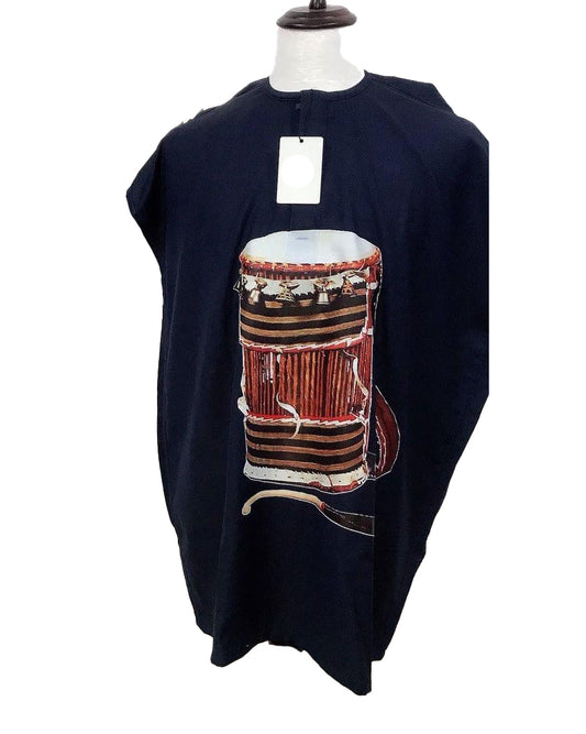 African Art Wear men Short Sleeve Top Black African Drums Graphic Long male T-shirt
