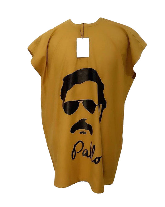 African Art Wear men Short Sleeve Top Yellowy Brown Men Wearing Sunglass Graphic Long male T-shirt