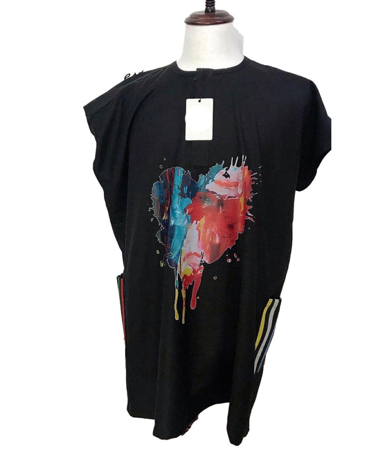 African Art Wear Women Short Sleeve Top Unique Graphic Stylish Long Female T-shirt