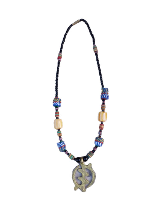 African Tribal art Wooden Handmade beaded Silver Stone Pendent Locket jewelry Necklace set