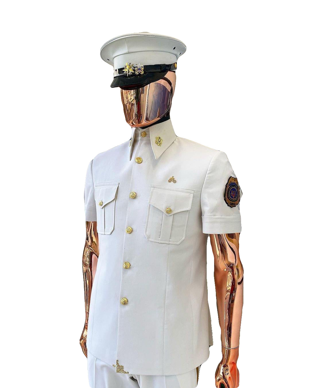 African Men's Art Wear Pure White Short Sleeve Top Shirt With Pockets and Buttons