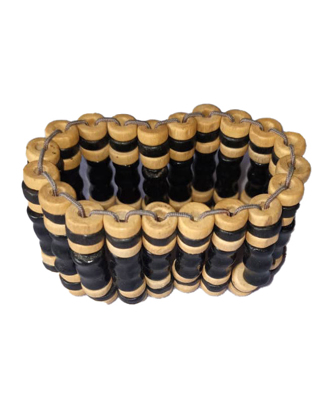 African Wooden Handicraft Beaded Tribal Art Black And Brown Bracelet