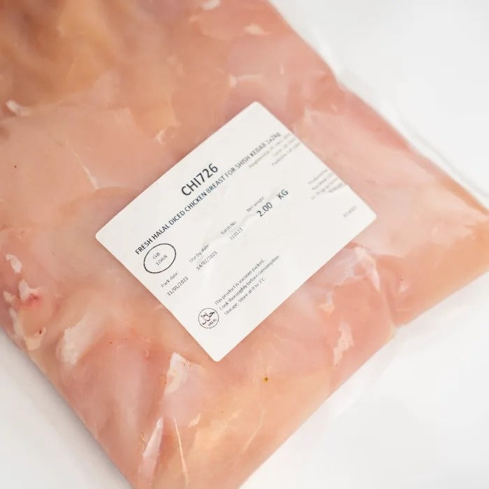 MASFresh Halal Diced Chicken Breast for Shish Kebab 1x2kg-Food