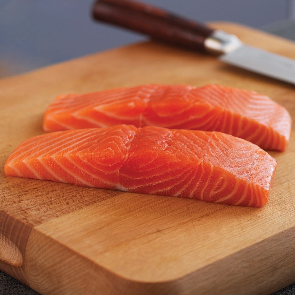 MASFrozen Norwegian Skinless & Boneless IQF Salmon Portions (4-5oz)-1x10-Food