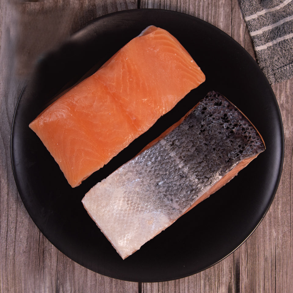 MASFrozen Norwegian Skin-on & Boneless IQF Salmon Portions (5-6oz)-1x10-Food