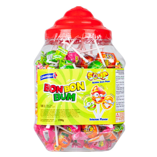MASBon Bon Bum Sour Lollypops Jar 100 Count-Fd