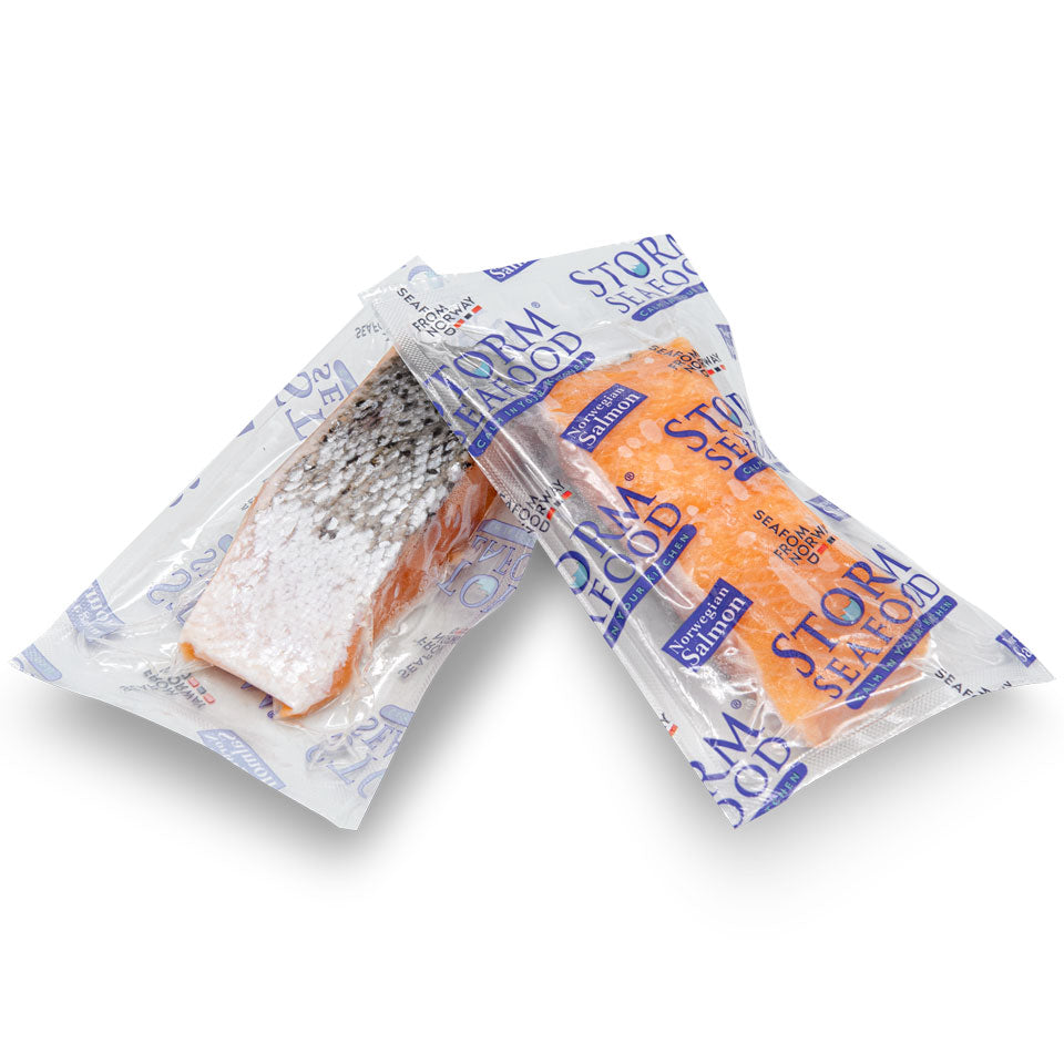 MASFrozen Norwegian Skin on & Boneless IQF Salmon Portions (4-5oz)-1x10-Food